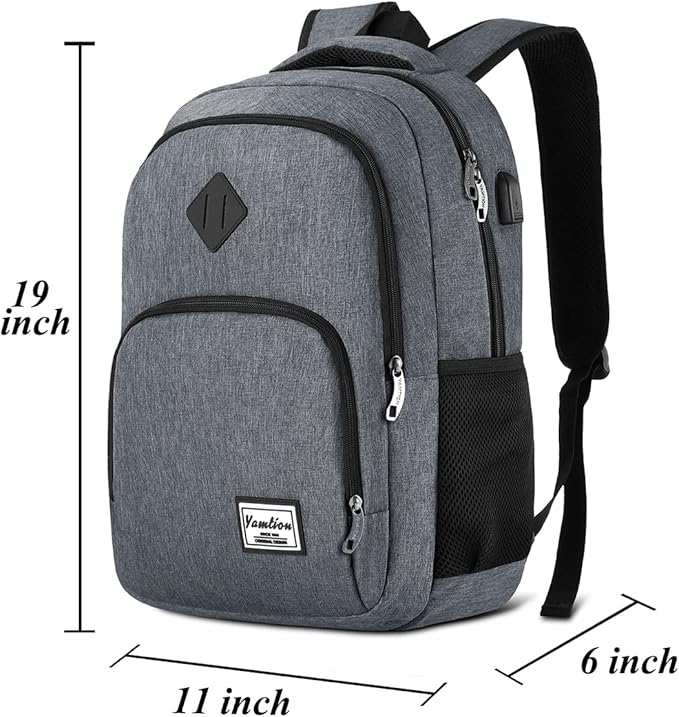 YAMTION Backpack for Men and Women,School Bookbag for Teenager,15.6 inch Computer Backpack with USB Charging port for Business Work College Travel Trip