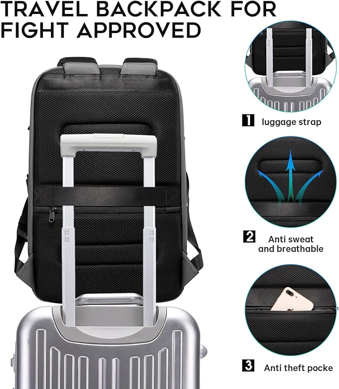 BANGE Business Laptop Smart backpack Can Hold 15.6 Inch Laptop Commute Backpack Carry on bag for men and women (Grey)