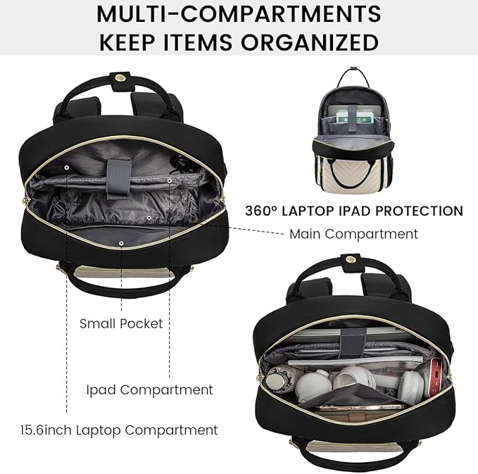 LOVEVOOK 15.6 Inch Laptop Backpack for Women,Fashion Work Travel Backpack,Waterproof Day Pack Purse for Teacher Nurse