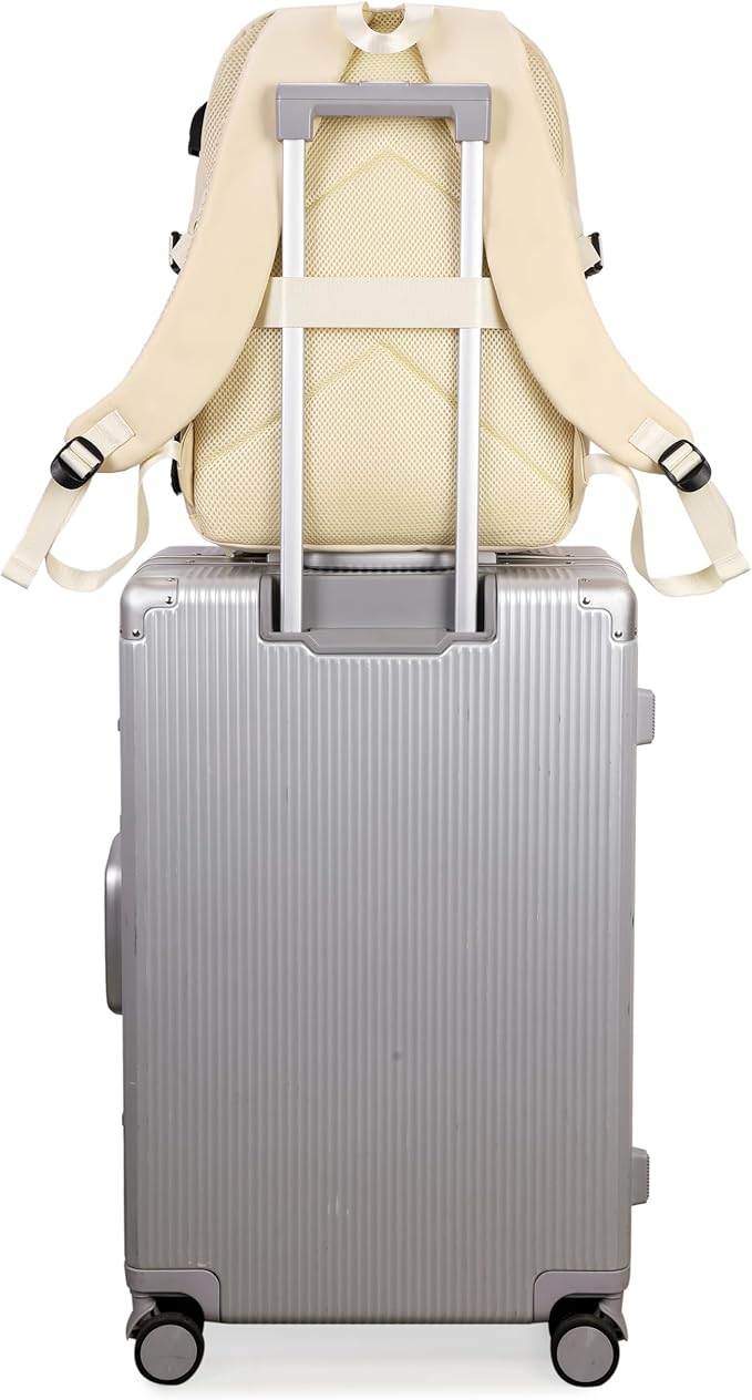 Joymoze Women Fashion Travel Backpack Set Roomy Laptop Rucksack Set Casual Daypack for Girl Ivory