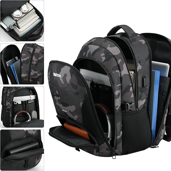 YAMTION School Backpack for Teen Boys Men,17.3 Inch Laptop Bookbag for High School College Students Work Office Business Travel