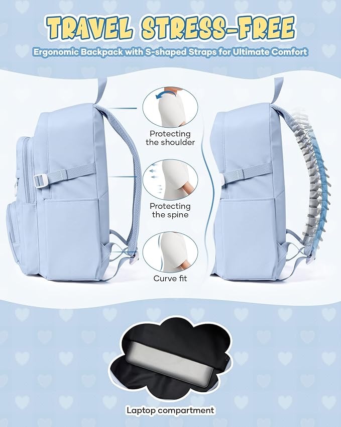 Lightweight Backpack for College & High School Backpack With Lots of Pockets Cute School Bag for Girls Boys, Large Capacity Bookbag for Women Men, Waterproof Teens Casual Daypack Backpack(Blue)