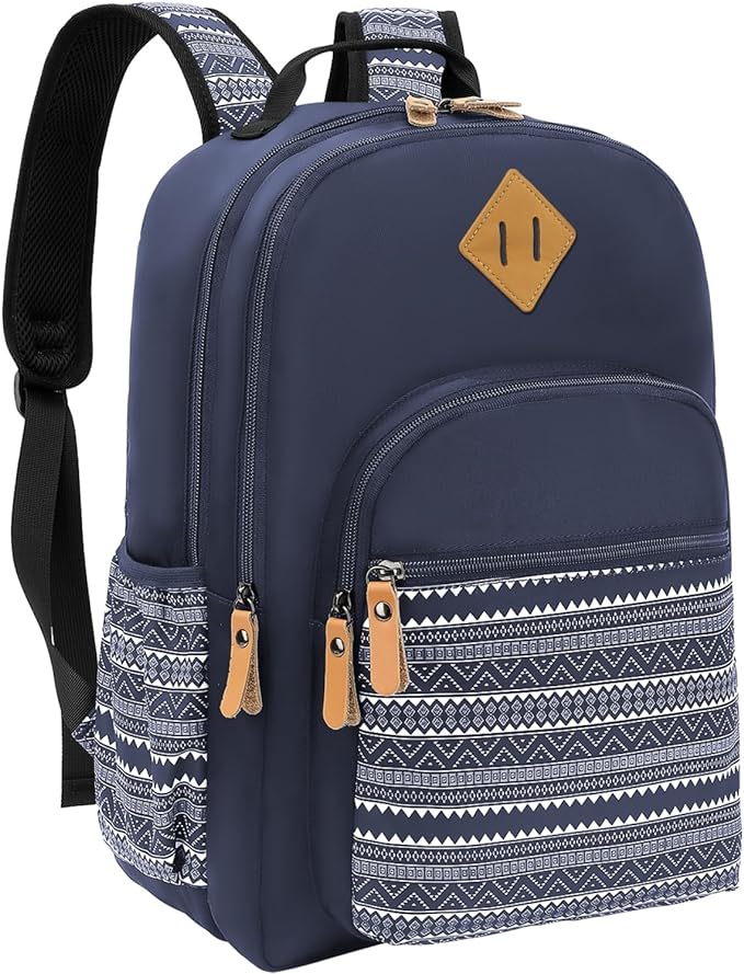 Leaper Geometric Backpack for School Laptop Backpack for Men Women Water-resistant Bookbags Travel Backpack Girls Dark Blue