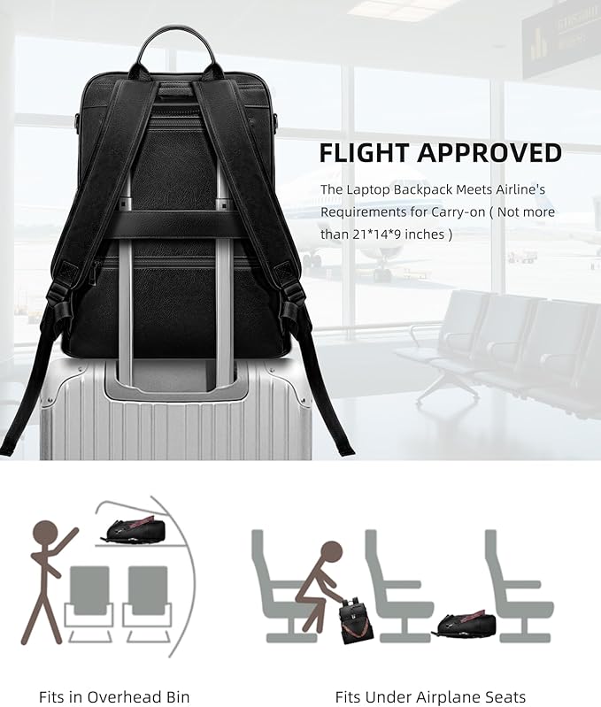 Leather Laptop Backpack for Women Designer Laptop Bag, 16.5 inch Travel Computer Backpacks Purse with Tassel for Work Business with Satchel Purse Black