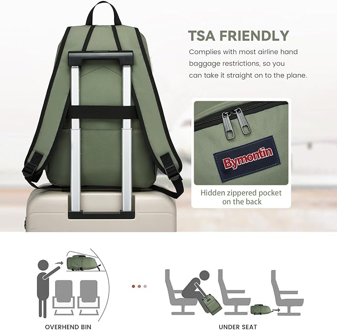 Classic Casual Backpack, Lightweight Daypack with 10 Pockets, Laptop Compartment, EVA Foam Pad (Olive)