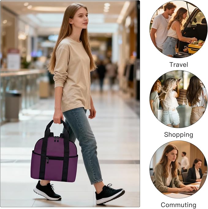 Women’s Backpack Purse Medium Size with Trolley Sleeve, Adjustable Strap/Top Handle, Water Resistant Travel Daypack, Purple