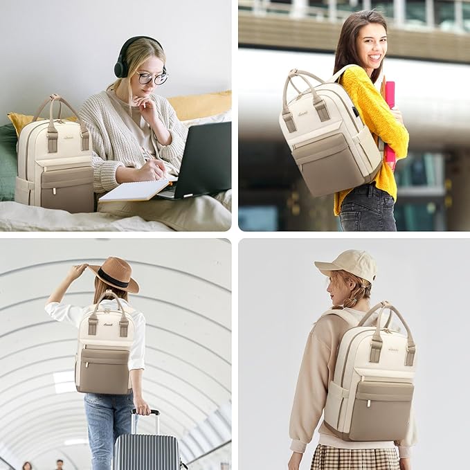 LOVEVOOK Backpack purse for Women, 14 Inch Laptop backpack with USB Port, Cute Waterproof Backpacks Stylish Travel Bags Vintage Daypacks Bookbag for College School Work