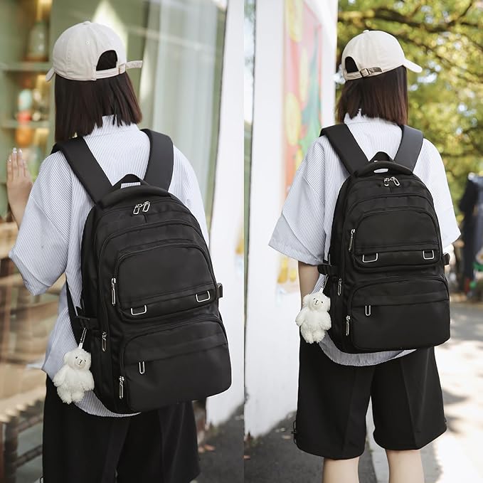 School Backpack for Kids Girls Cute Travel Backapck for College Women Men Casual Laptop Bookbag for Teen Student(Black)