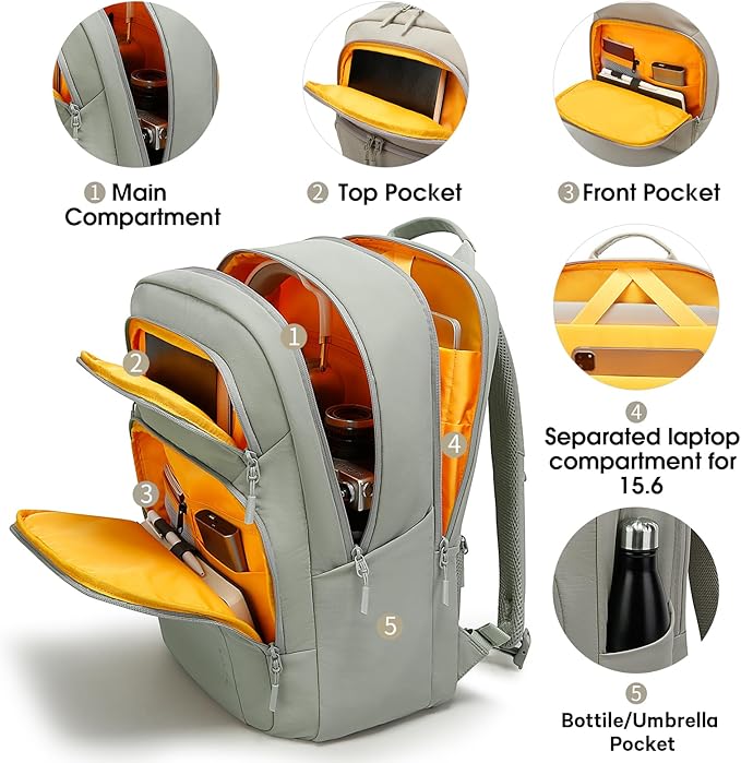 BANGE Travel Backpack With 15.6 Inch Laptop Compartment, FAA Flight Approved Weekender Bag Carry on Backpack, Waterproof Business Work Daypack for Men and Women