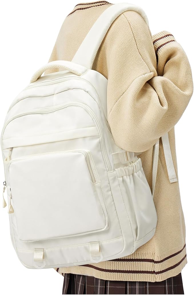 Cute Backpack for College Students Waterproof School Bag High School Backpacks for Teens Girls Boys Laptop Bookbag Casual Daypacks Backpacks for Women Men（Beige）
