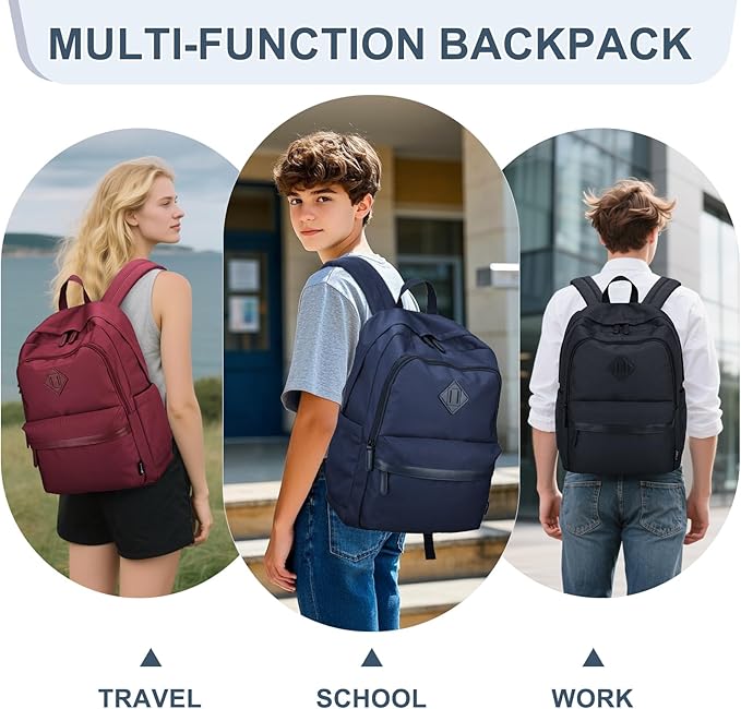 RAVUO Backpack for School, Large Mens Boobbag Water Resistant 15.6 inch Laptop Back Pack for College Unisex Schoolbag Daypack with Compartments for College Work Travel,Blue