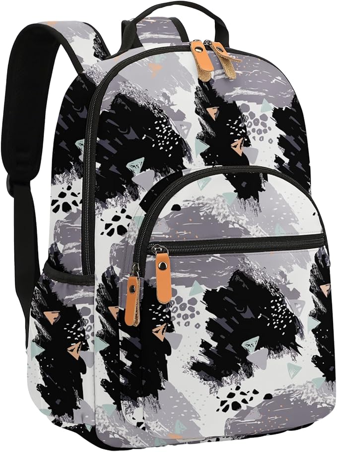 Leaper Ink Printing Travel Backpack for Women Laptop Backpack for Men Water-resistant School Backpack for Girls Boys Back Pack College Daypack Black