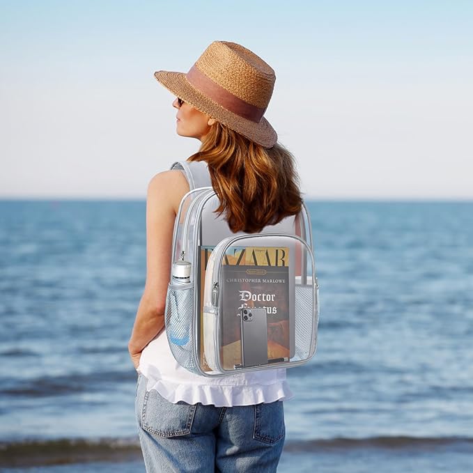 HEEYA Clear Backpack Heavy Duty Transparent Backpack for Security, Sports, Work, Travel, Stadium