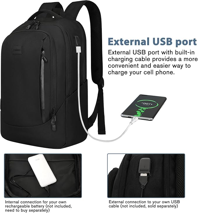 Goloni Multi-functional Travel Backpack, Large Capacity for Men Women Waterproof Business Work Bag, College Laptop Backpack with USB Charging Port, Suitable for 17-inch Computers