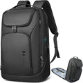 hk Business Smart Backpack for Men Anti-Theft for 17.3 Inch Laptop with USB Charging Port Water-Resistant Large Durable Compact 30L for Travel College Work-Deep Black
