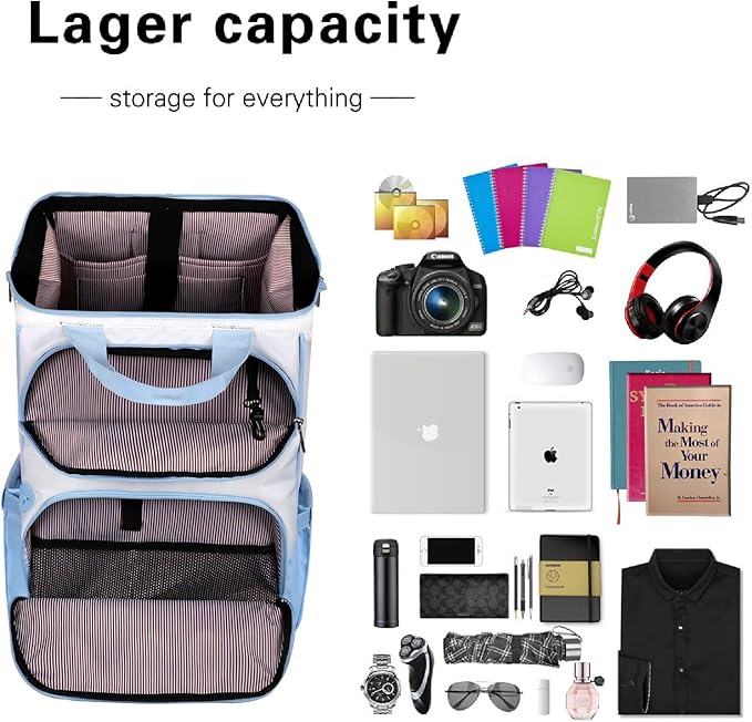 Hap Tim Travel Backpack Carry On Flight Approved, Laptop Backpack for School, Work Backpack Woman, White Blue（7651-WB）