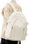 weradar Lightweight Middle School Bag For Teens Girls,Kawaii Backpack For College Students,Aesthetic Bookbag For Women,Cute School Backpack For Women Casual Daypack(Beige)