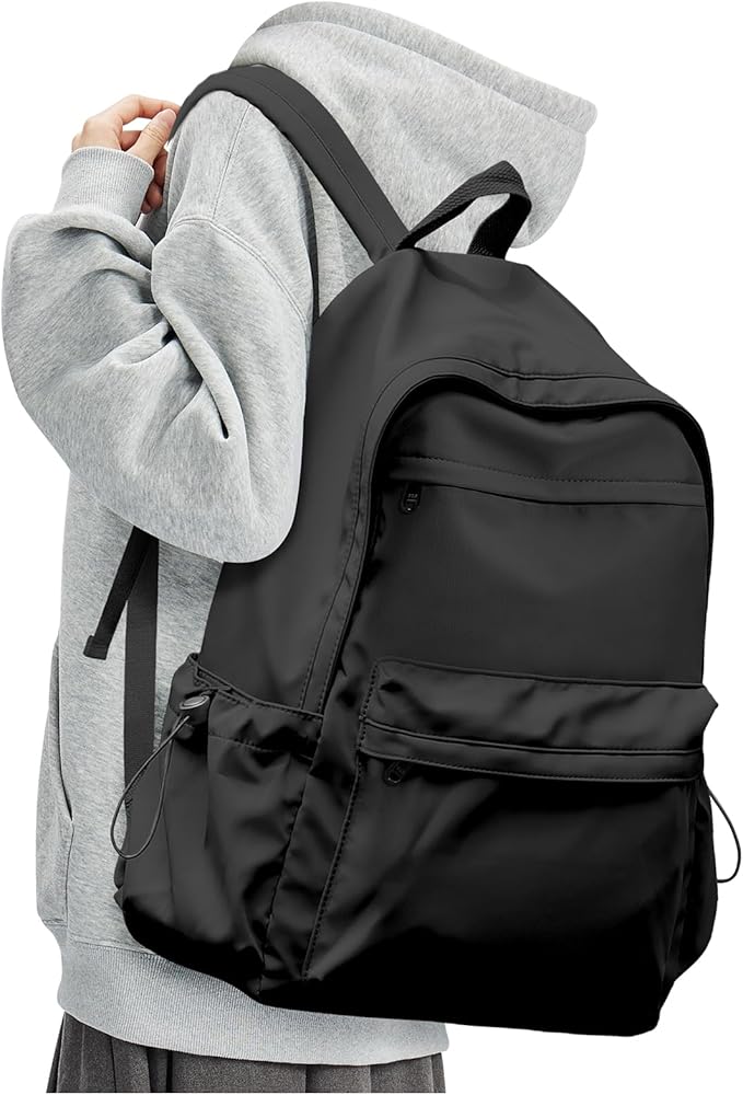 Black Backpack for School, High School Bookbag Back Pack for Teens Girls Boys, Lightweight College Backpack Book Bag for Women Men, Simple Casual Daypack Backpack Mochilas Escolares para Adolescentes