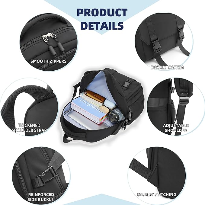 Caoroky knight Travel Laptop Backpack for Women Girls Elementary High School Bag College Backpacks Waterproof Daypack Large Bookbags Purse for Teens Students Computer Bags 15.6 Inch-Black