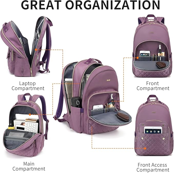 Backpack for Women 17.3" for Work Travel,Laptop Bookbag for Girls in School TSA Friendly