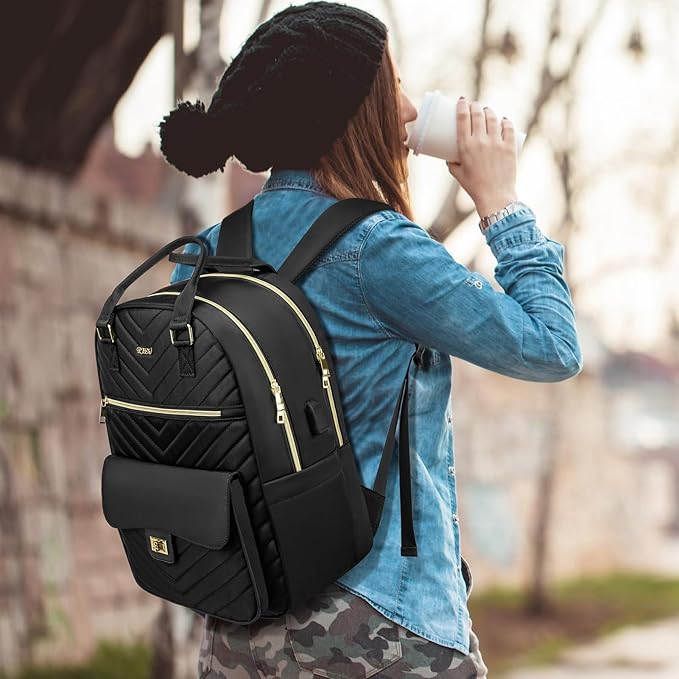 17.3in Laptop Bag for Women Travel,Cute Book Bags for School Teen Girl College Student,Mochilas de Mujer,Black