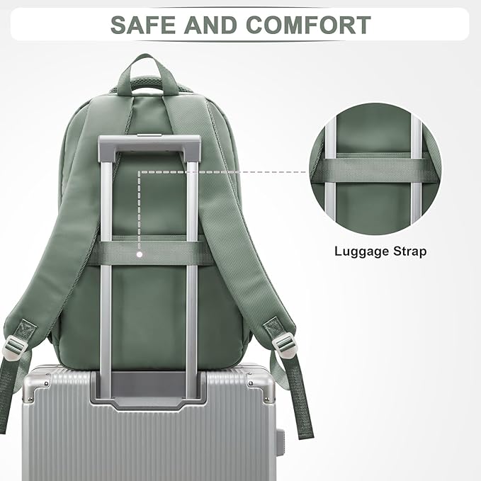 Cute School Backpack for Teens Girls Boys Waterproof School Bag Basic Backpack for College Students Multi Pocket Backpack Lightweight Casual Daypack Backpacks for Women Men（Green）
