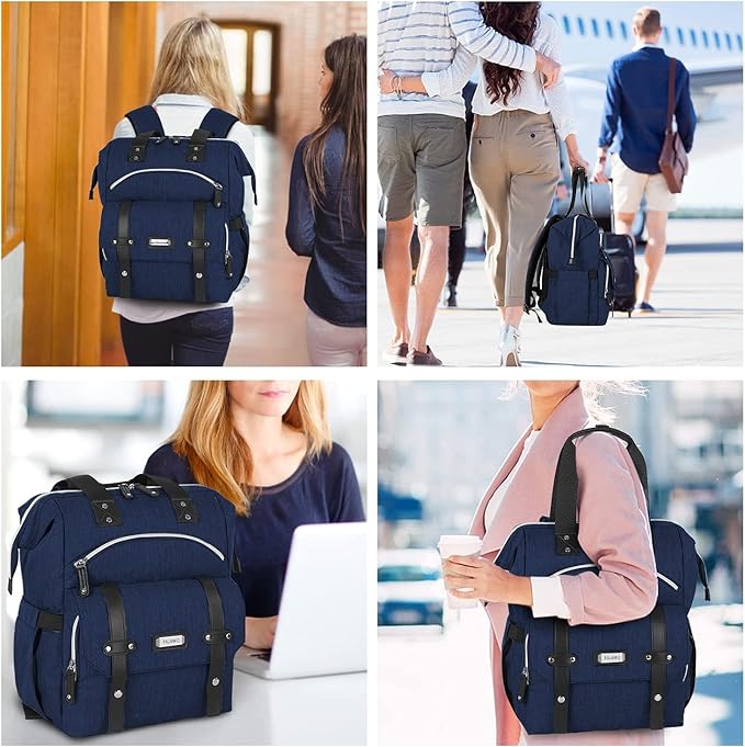 FALANKO Laptop Backpack 17.3 Inch Stylish Computer Backpack Doctor Teacher Work Bookbag Water Repellent College Shoulder Bag with USB Port RFID Anti-theft,Nurse Purse Travel Business Bag for Women