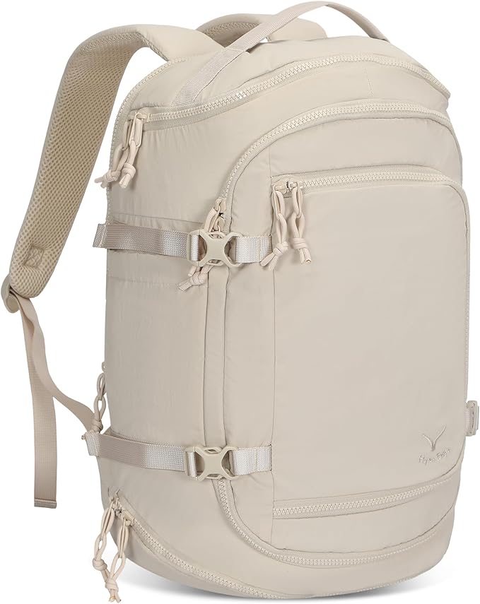 Hynes Eagle Travel Laptop Backpack 16 inches Lightweight Flight Approved Carry on Personal Item Bag Weekender Bag Daypack 20L Beige