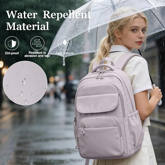 Cute School Backpack for Teens Girls Boys Waterproof School Bag Basic Backpack for College Students Multi Pocket Backpack Lightweight Casual Daypack Backpacks for Women Men（Purple）
