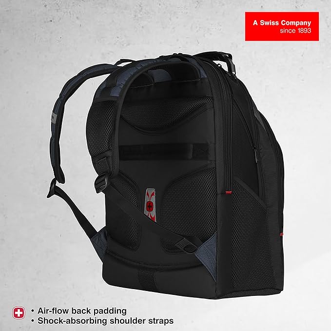 Wenger Ibex 17 inch Laptop Backpack, Men's and Women's Laptop Bag, Black/Gray/Blue