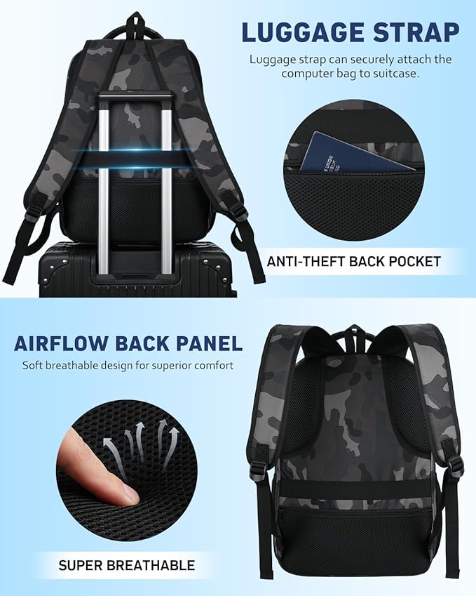 Business Laptop Backpack for Men,Anti Theft Computer Bag for Teens Boys with USB Charging Port,Water Resistant Fits 15.6 Inch Laptop and Notebook