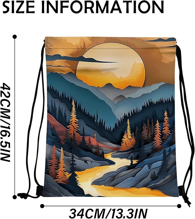 Drawstring Backpack Draw String Bag Waterproof for Sports Gym Beach Travel Cute Aesthetic Sackpack Men Women (13"×17")-Sunset