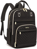 Laptop Backpack for Women Work Bag - Fits 17.3 Inch Laptop Bag Travel Work Backpack Anti-theft Bags with USB Charging Business Computer Waterproof Backpack Purse for Nurse Teacher Black