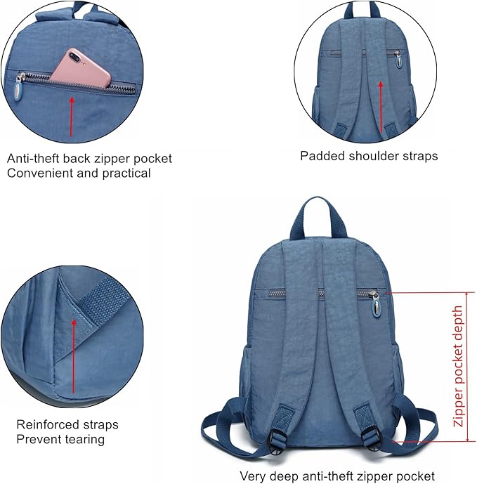AOTIAN Small Size Backpack, Durable Lightweight Daypack for Women Girls & Boys Hiking Travel Sports, Light Blue