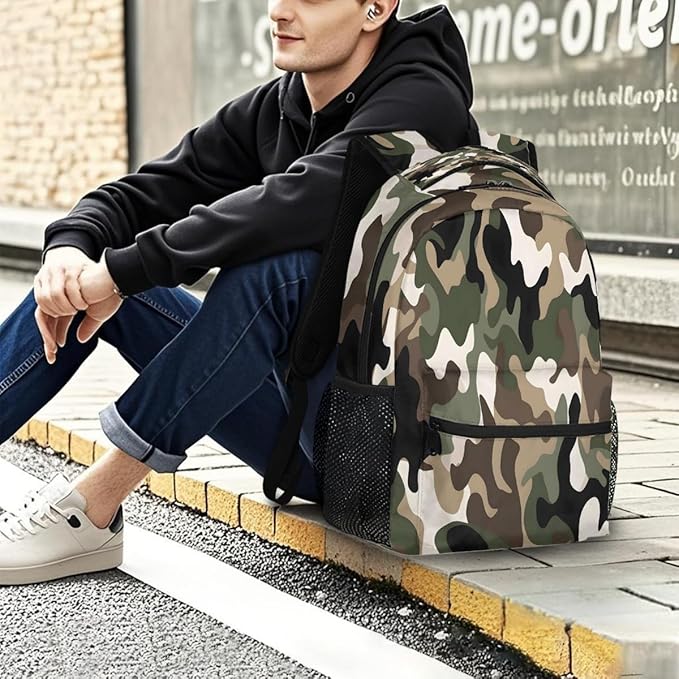 Pardick Camouflage Camo Amry Backpack for Kids Girls Boys Lightweight School College Students 18in Bookbag Large Capacity Computer Backpacks Laptop Rucksack Travel Gym Hiking Camping Daypack