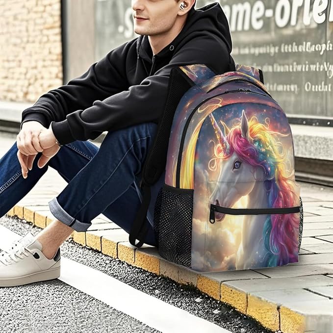 Pardick Unicorn Galaxy Cute Backpack for Kids Girls Boys Lightweight School College Students 18in Bookbag Large Capacity Computer Backpacks Laptop Rucksack Travel Gym Hiking Camping Daypack