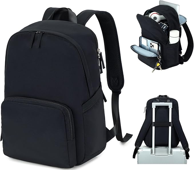 BTOOP Backpack for School Girls Teens Lightweight College Bookbag Casual Work Travel Laptop Backpack for Women Water Resistant Black Backpacks(Black)