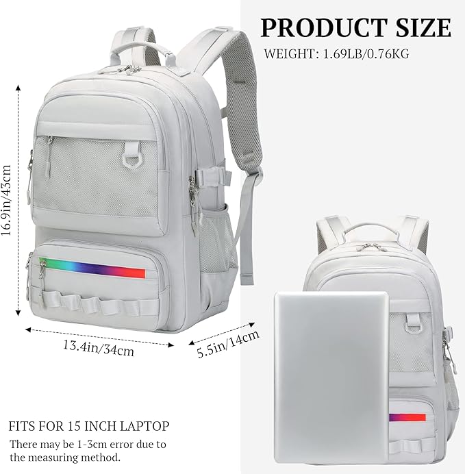 Lanola Backpack for School High School Bags For Teenage Casual Daypack for Travel Multipocket College Bookbag for Women & Men Large Capacity Business Backpack - Gray