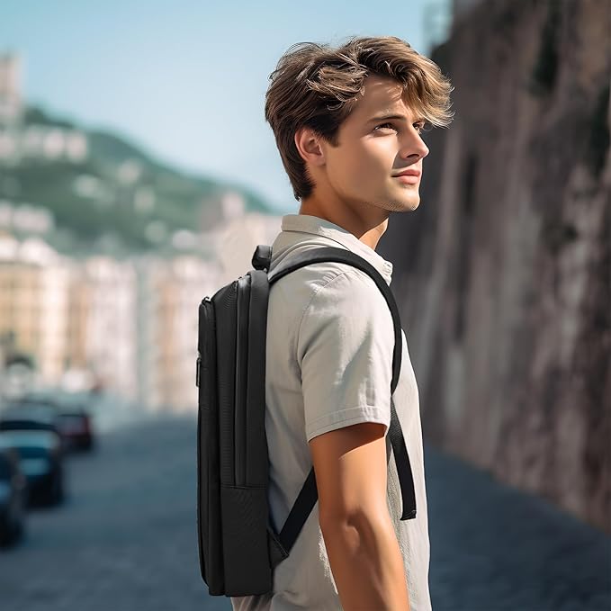 Backpack for Men Women Lightweight Business Laptop Backpack for 15.6 Inch Computer Bag Slim Anti-Theft Backpack for Commuting Work Office College Travel with a Small Bag (Black, 15.6") | Lightweight, Computer Bag, for Commuting, Work, Office, College