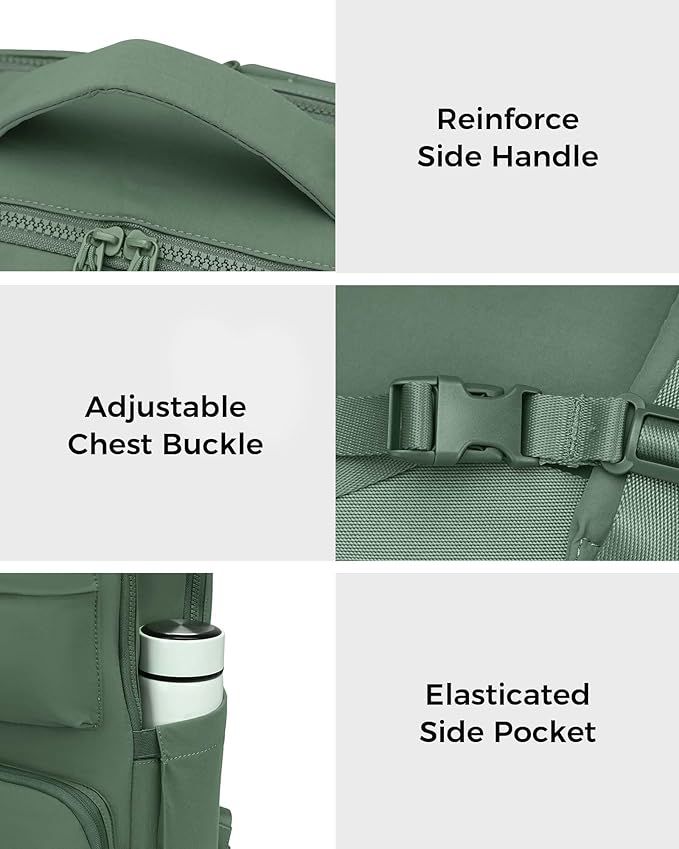 FODOKO Backpack for Work, Casual Backpack for Women Men Daypack Backpack for Travel College Bookbag Separate Compartment for 15.6 Inch Notebook JasperGreen