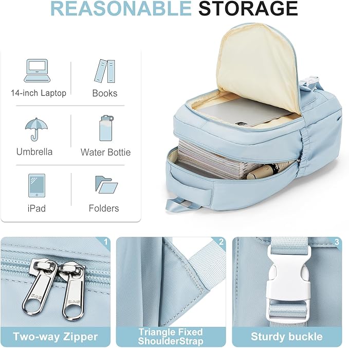 School Backpack For Women Men College Backpack With Lots Of Pockets Cute BookBag Casual Daypack Backpacks For Teens Girls Boys Waterproof(Blue)
