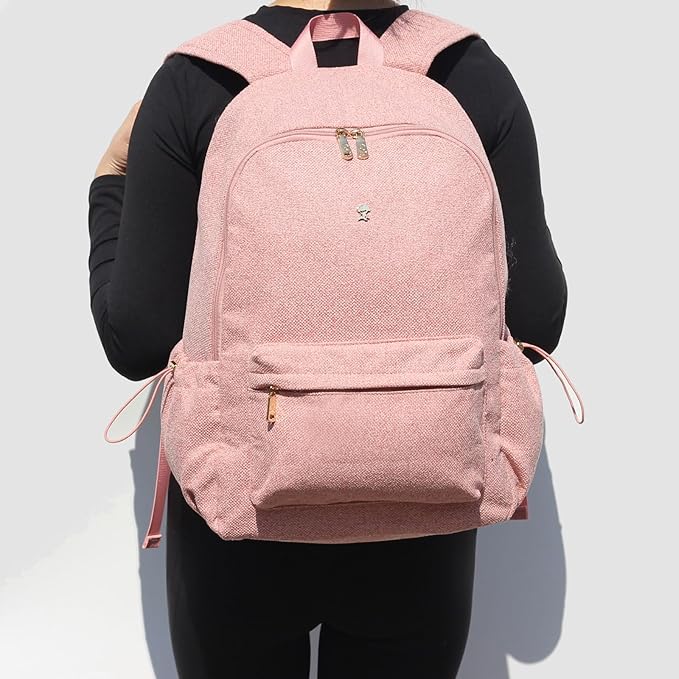 ESVAN Personalized Gifts Backpack Canvas Linen Nylon 17 inch Laptop Bag for Women Casual College
