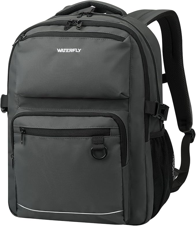 WATERFLY Travel Laptop School Backpack: Big Student College Middle School Bookbag for Women Men, Work Casual Daypack with 15.6" Computer Compartment, Anti Theft Water Resistant Commuter Bag