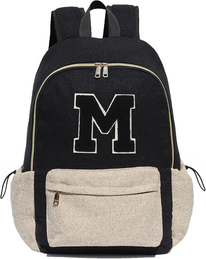 ESVAN Personalized Gifts Backpack Canvas Linen Nylon 17 inch Laptop Bag for Women Casual College