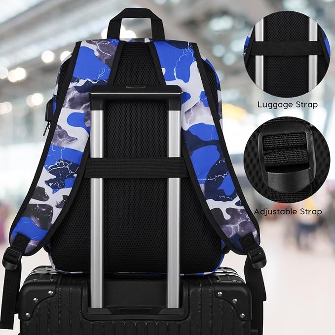 YAMTION School Backpack Stone Textured,Classic Bookbag Men and Teen Boy Schoolbag with USB Charging Port for High School College Office Work Travel