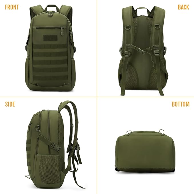 HUNTVP 10L/20L/30L Tactical Backpack Military MOLLE Backpack Rucksack Gear Tactical Assault Pack for Hunting Camping Trekking (30L-Army Green)
