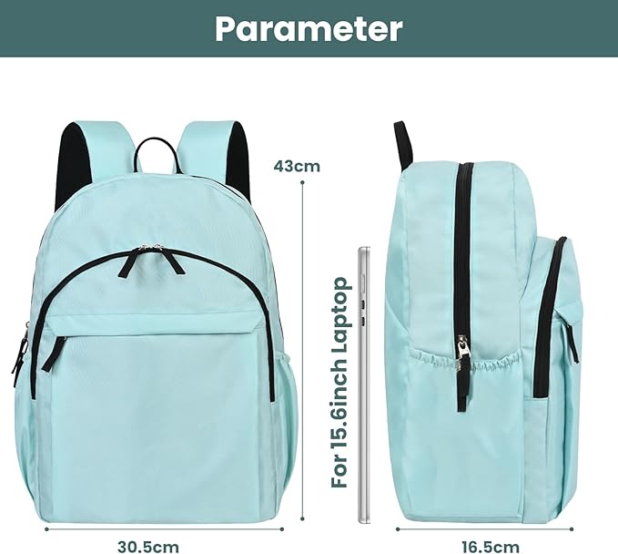 Lightweight Blue Backpack for School, Water Resistant Bookbag for Girls Boys, Travel Laptop Backpacks, Work Back Pack for Women, Book Bags for College Students, Bookbag for High, Middle School