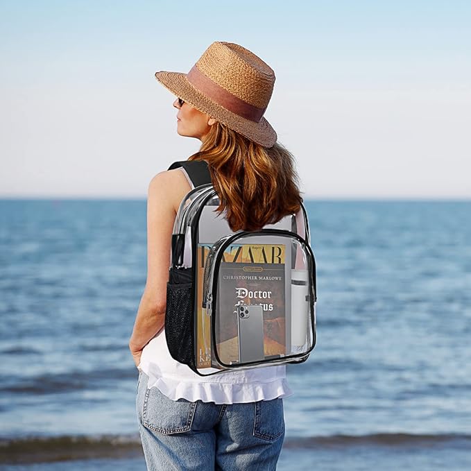HEEYA Clear Backpack Heavy Duty Transparent Backpack for Security, Sports, Work, Travel, Stadium