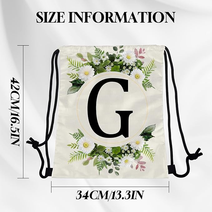 Initial Letter Drawstring Backpack String Sports Gym Bags Waterproof Sackpack Cute for Men Women Beach (13"×17") (Letter-G)