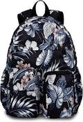 Women's Water-resistant Daypack Backpack, 15.6 Inch Laptop Compartment & Anti-Theft Pocket, Adjustable Padded Straps for Commuting, Travel, Work, College, Hawaii Flower
